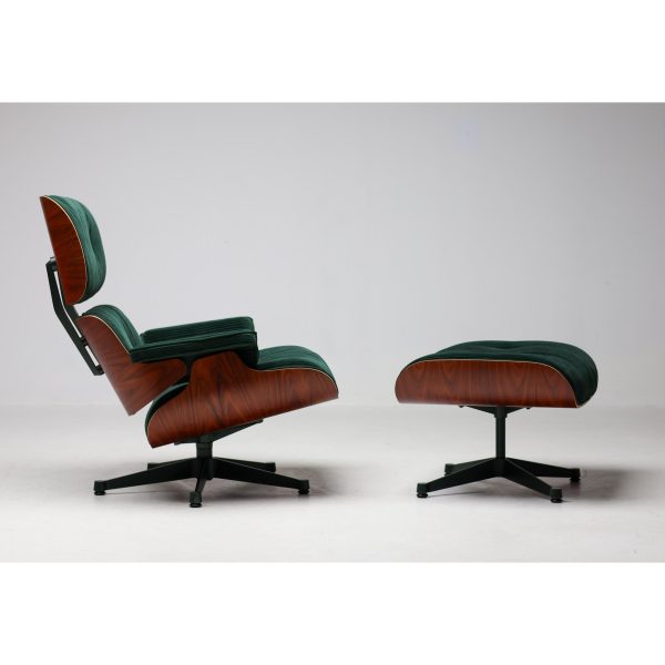 2023 Unique Edition Vitra Eames Lounge Chair and Ottoman XL | Green Velvet, Santos Palisander - Image 4