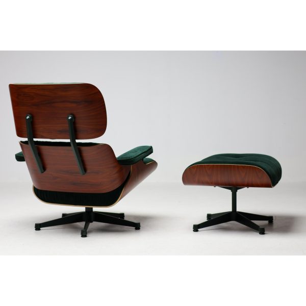 2023 Unique Edition Vitra Eames Lounge Chair and Ottoman XL | Green Velvet, Santos Palisander - Image 6