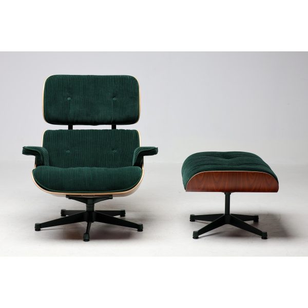 2023 Unique Edition Vitra Eames Lounge Chair and Ottoman XL | Green Velvet, Santos Palisander - Image 2