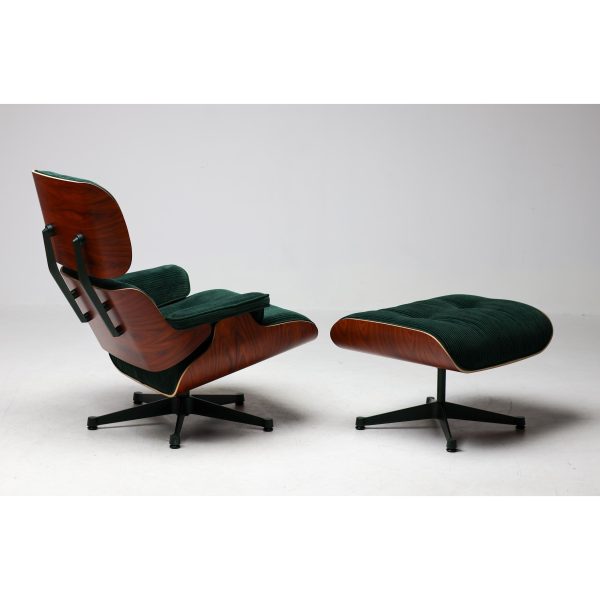 2023 Unique Edition Vitra Eames Lounge Chair and Ottoman XL | Green Velvet, Santos Palisander - Image 5