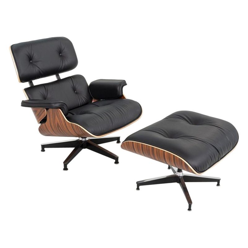 2024 Herman Miller Eames Lounge Chair and Ottoman | Black Leather, Santos Palisander