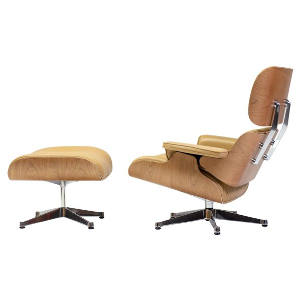 2023 Vitra Eames Lounge Chair and Ottoman, XL | Caramel Leather, American Cherry - Image 6