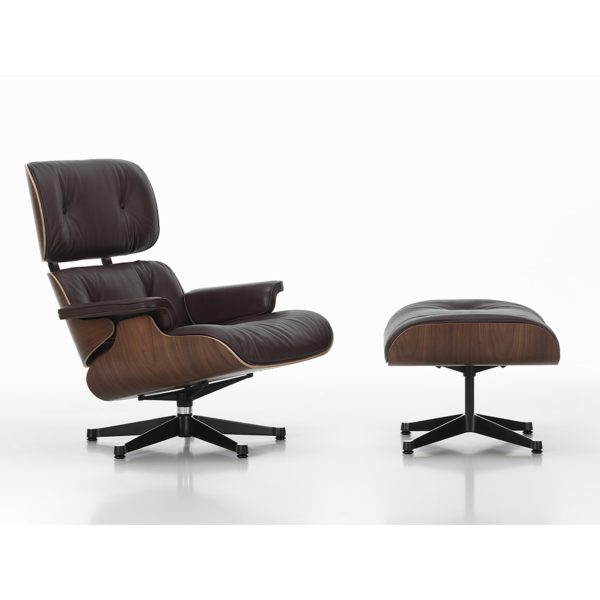 2023 Vitra Eames Lounge Chair and Ottoman, XL | Dark Brown Leather, Dark Walnut - Image 2