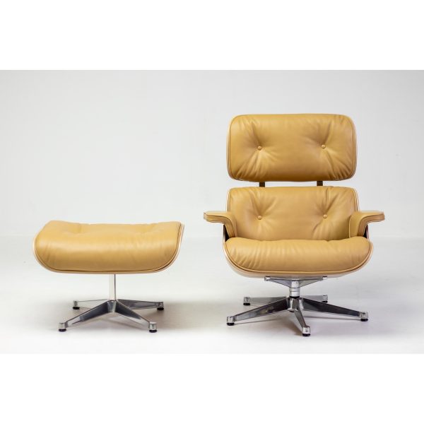 2023 Vitra Eames Lounge Chair and Ottoman, XL | Caramel Leather, American Cherry - Image 2