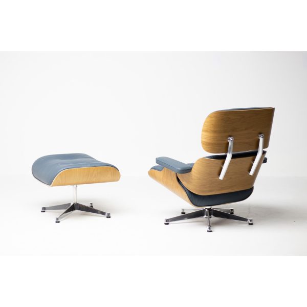 2023 Vitra Eames Lounge Chair and Ottoman, XL | Smoke Blue Leather, American Cherry - Image 7