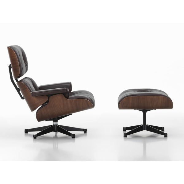 2023 Vitra Eames Lounge Chair and Ottoman, XL | Dark Brown Leather, Dark Walnut - Image 3