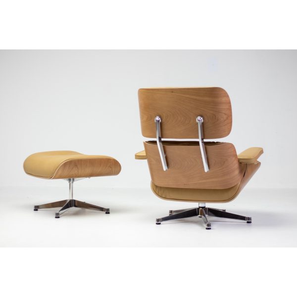 2023 Vitra Eames Lounge Chair and Ottoman, XL | Caramel Leather, American Cherry - Image 9