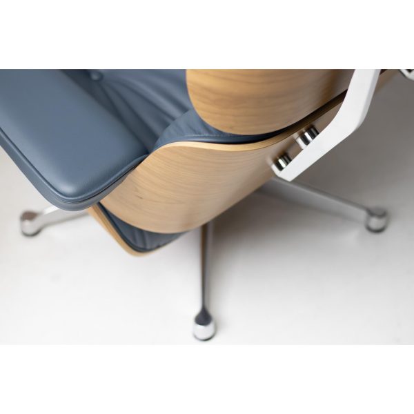 2023 Vitra Eames Lounge Chair and Ottoman, XL | Smoke Blue Leather, American Cherry - Image 10