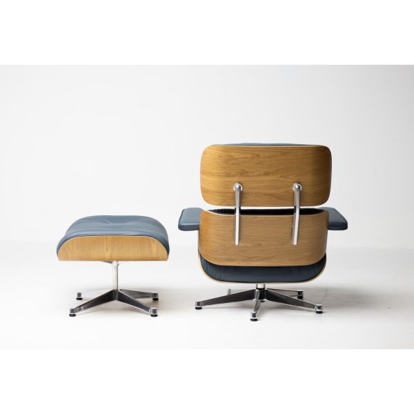 2023 Vitra Eames Lounge Chair and Ottoman, XL | Smoke Blue Leather, American Cherry - Image 8
